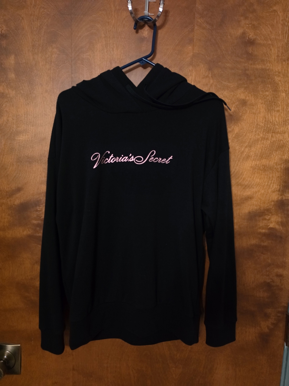 Victoria's Secret Black Hoodie Sweater with Pink Logo